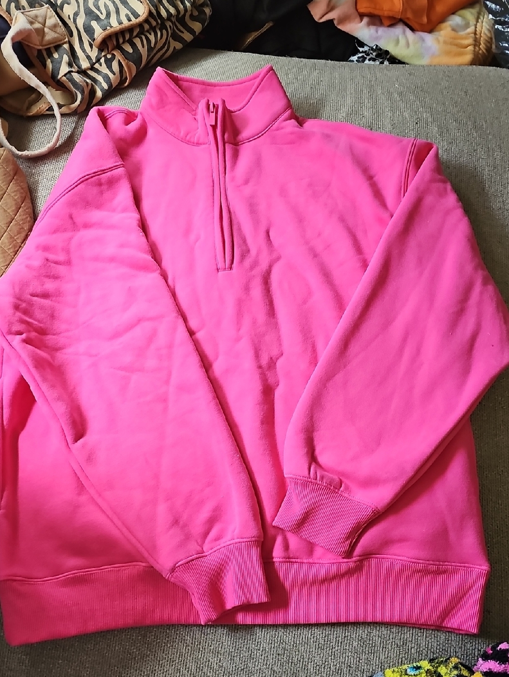 Bright Pink Women's Quarter-Zip Pullover